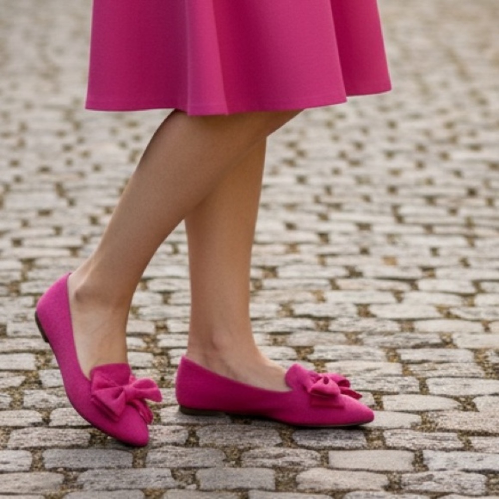 Fun Pink Bow-Tie Ballet Flats
